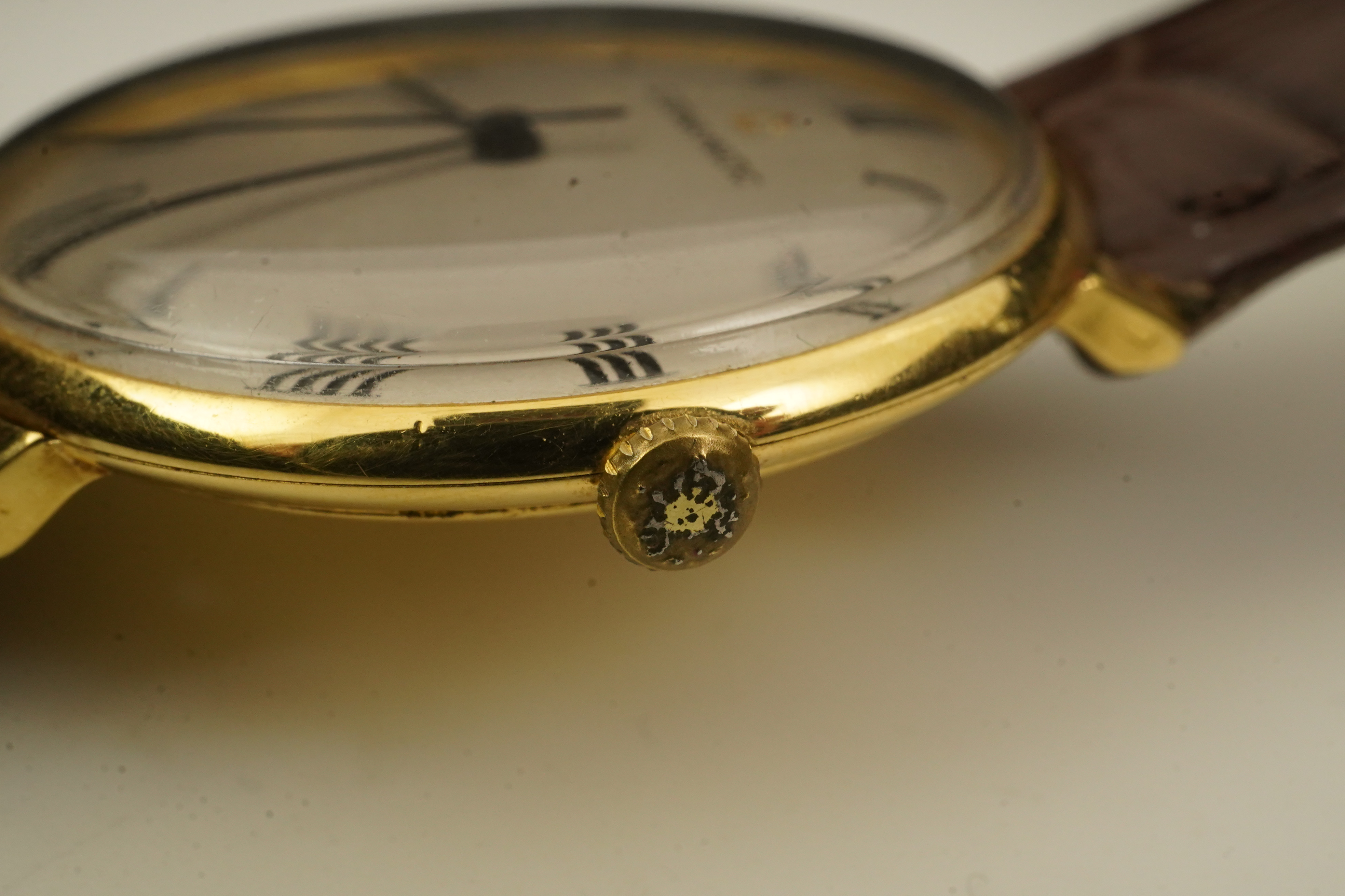 A gentleman's 18ct gold Eterna-Matic manual wind dress wrist watch, on a later associated Hirsch leather strap